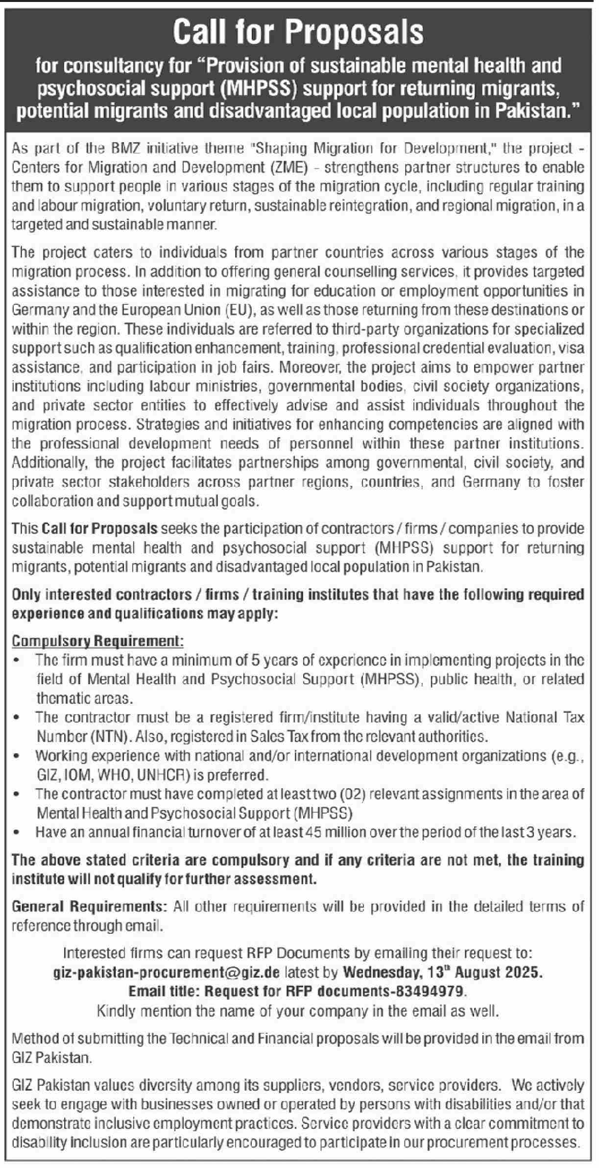 Public Sector Organization Tender Notice
